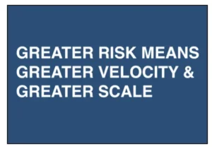 Greater risk means greater velocity and greater scale.