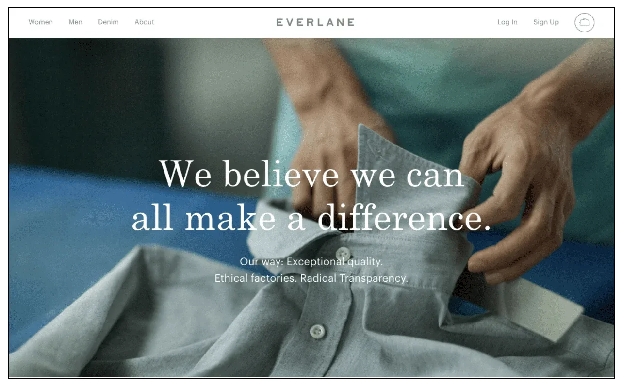 Everlane's brand mission as stated on their website.