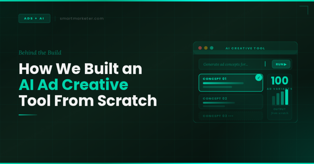 AI Ad Creative Tool interface from scratch, generating ad concepts.