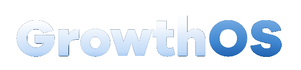 GrowthOS logo with gradient blue text