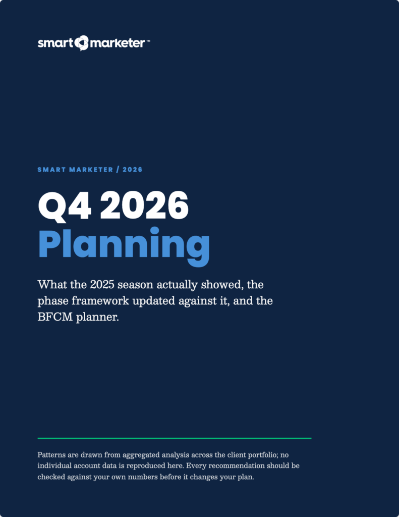 Smart Marketer Q4 2026 Planning cover page with BFCM planner