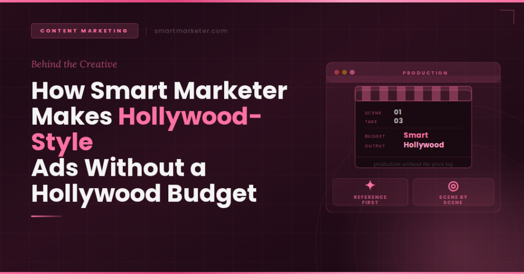 Smart Marketer's "Hollywood-Style Ads Without a Hollywood Budget" blog graphic.