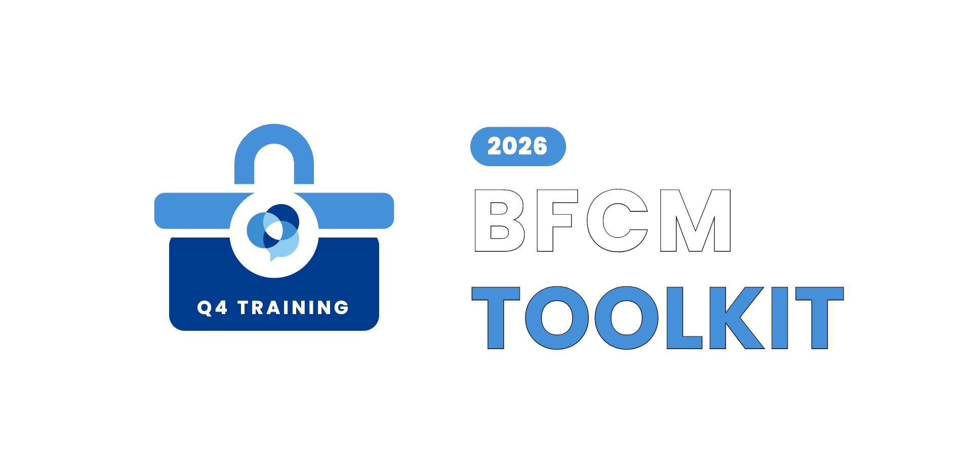2026 BFCM Toolkit: Q4 training workbook with padlock icon.