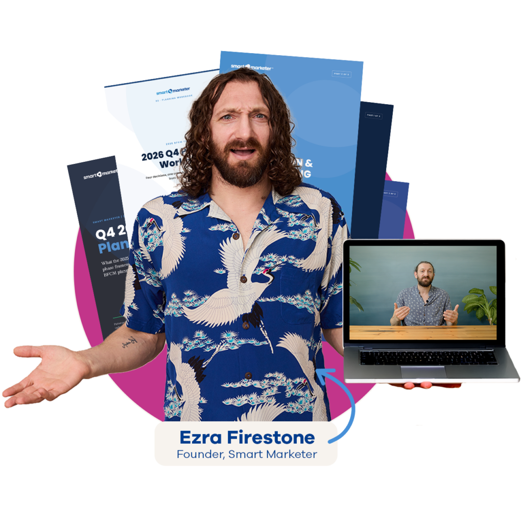 Ezra Firestone of Smart Marketer with 2026 Q4 planning workbook and BFCM toolkit